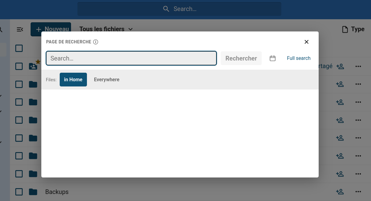search popup