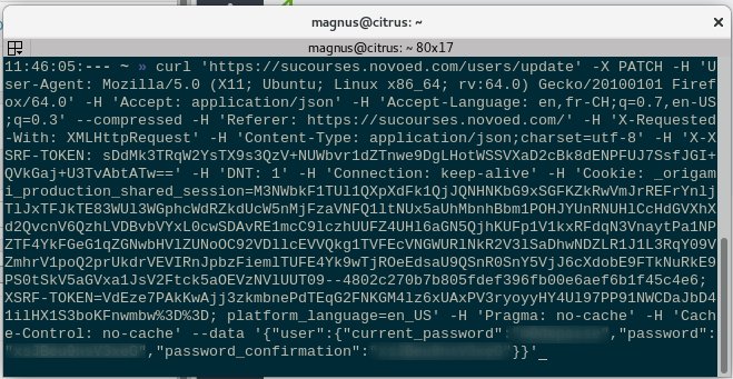 curl to update password
